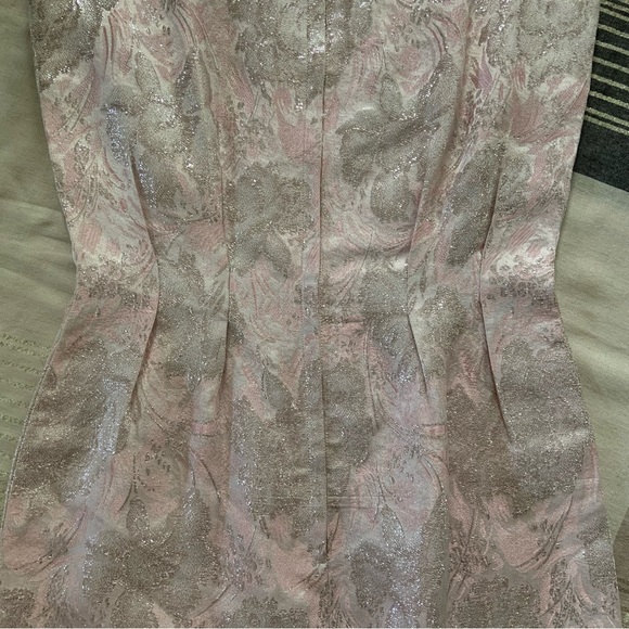 Vintage 1950s-1960s Metallic Floral Sleeveless Cocktail Dress - Picture 9 of 12